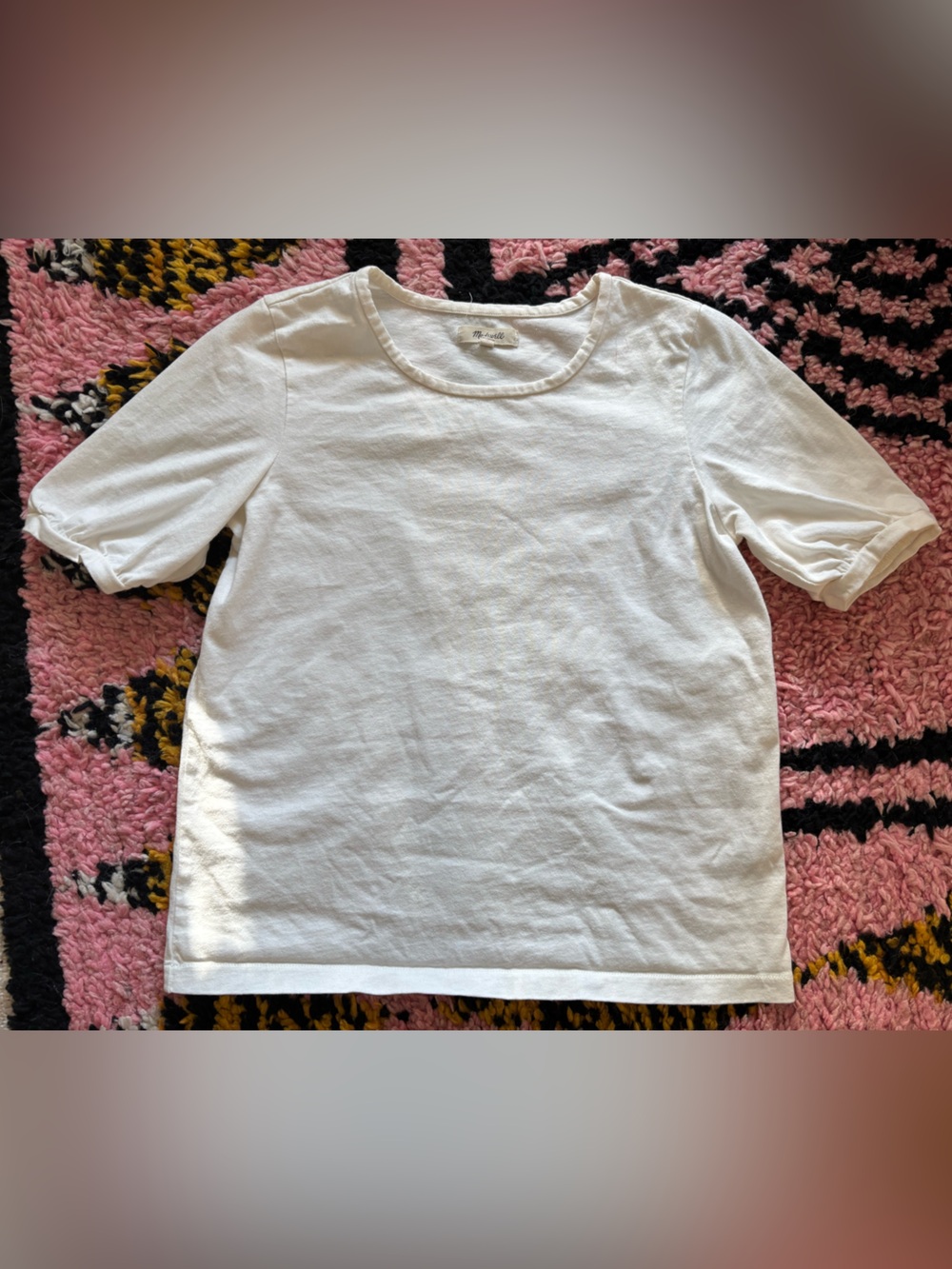 Madewell Cream Colored Top with Lightly Gathered Puff Sleeve XXS